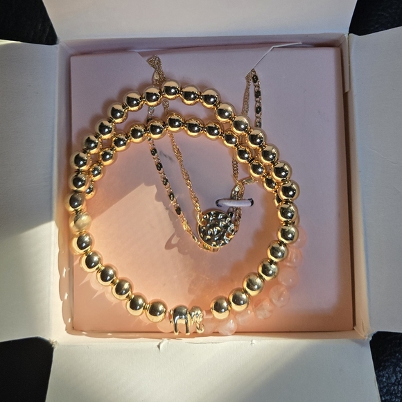 Lily Sky Designs Gold Luxurious Beaded Bracelet Set Of 4 Sz7" - Picture 2 of 10